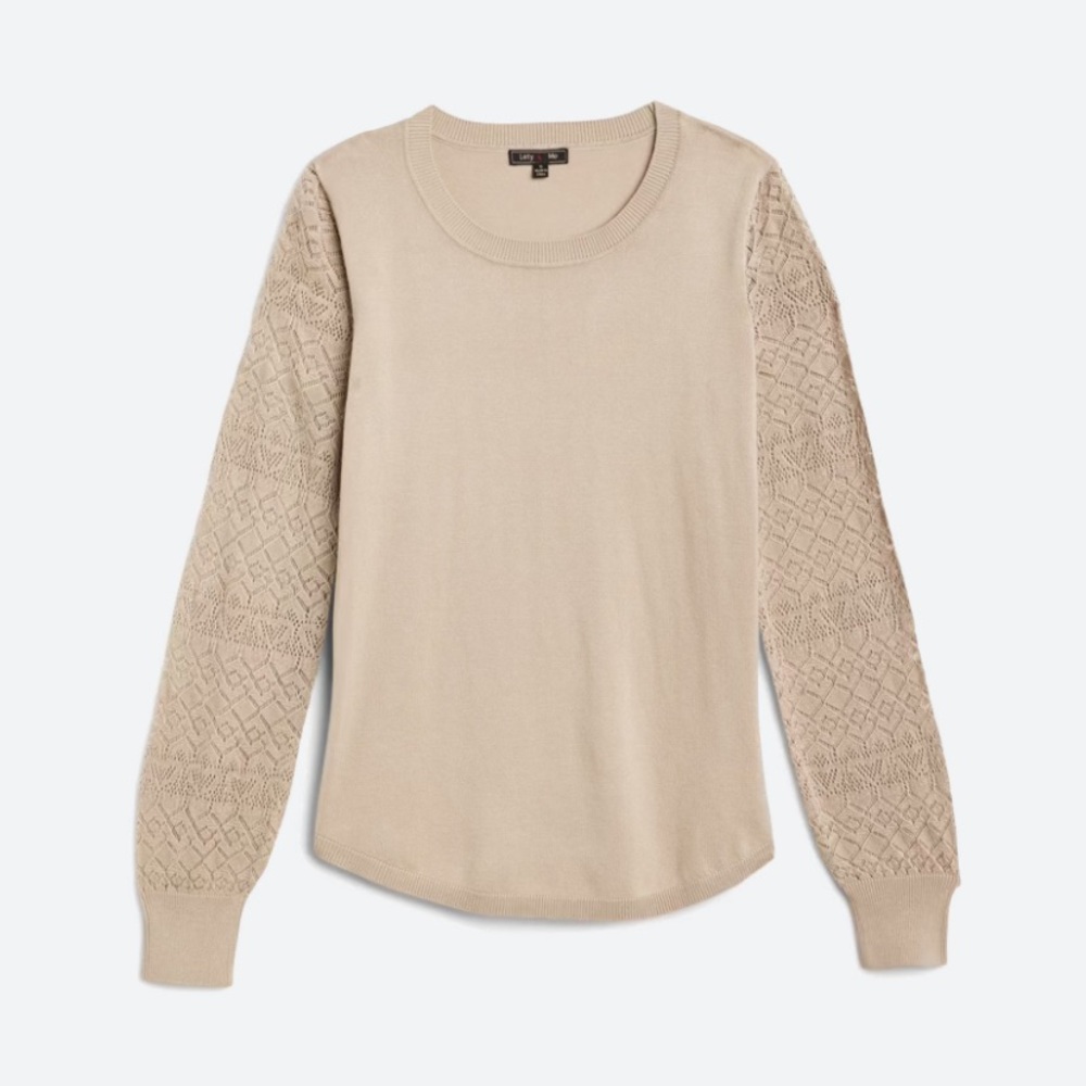 Pointelle sleeve sweater